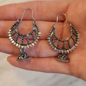 Silver Gunmetal Earrings From India